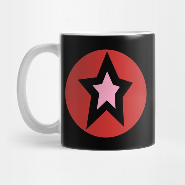 Small Pink Star Red Circle Graphic by ellenhenryart